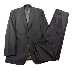 Jos A Bank 44L 36x32 2pc Pant Suit signature collection brown nailhead wool